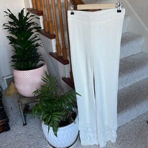Pink Rose Bohemian High Rise Crochet Beach Pants
